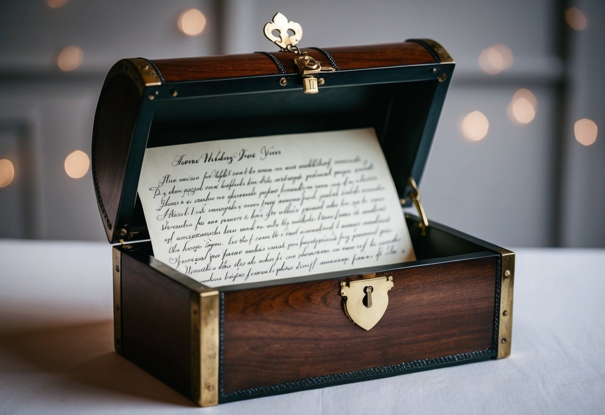 A locked antique chest containing handwritten wedding vows