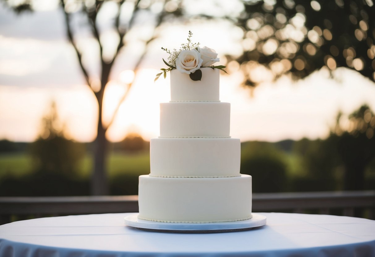 A wedding cake with one tier missing