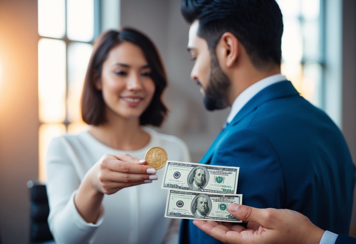 A person receiving money in exchange for marrying someone they do not love