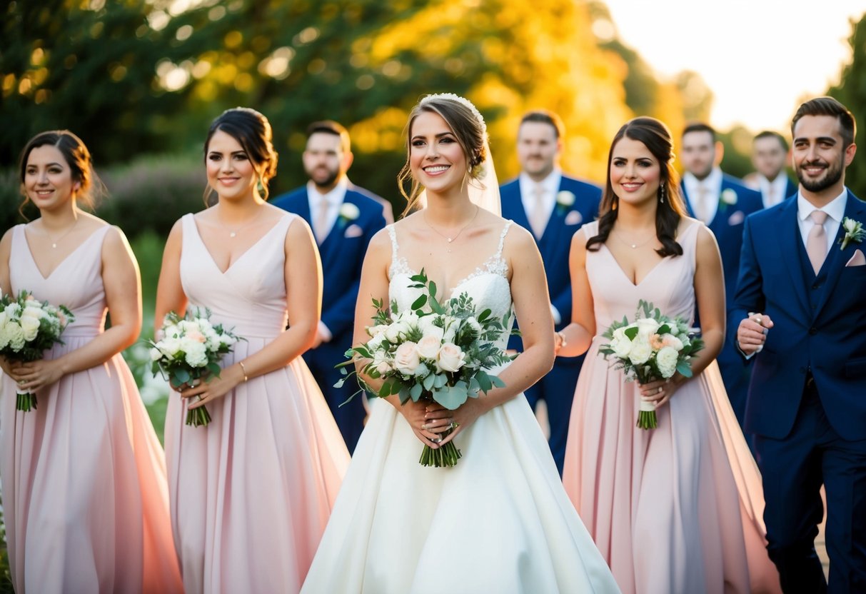 Bridesmaids lead the processional, followed by groomsmen