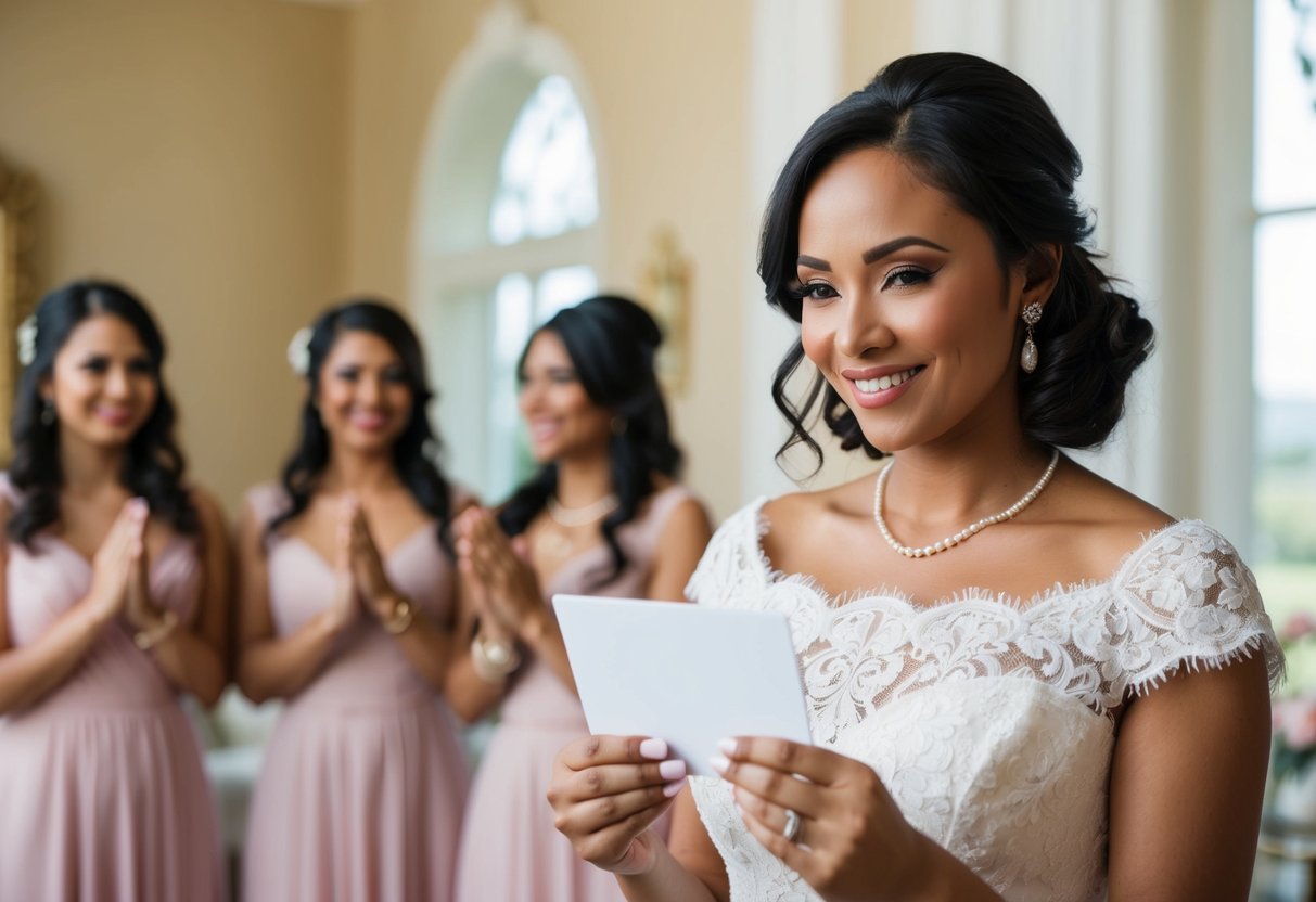 A woman gracefully declining a bridesmaid invitation with a polite smile