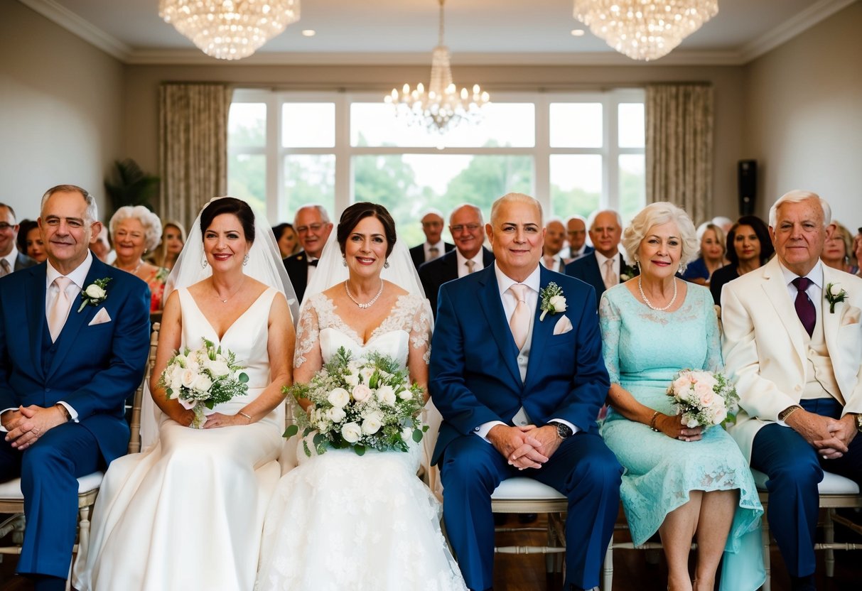 The bride and groom's parents are seated first at the wedding, followed by the grandparents and other immediate family members