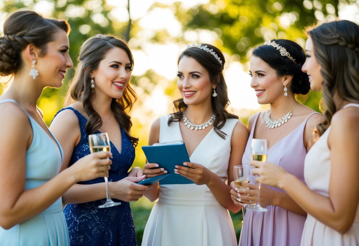 A group of bridesmaids discussing and planning the details of a bachelorette party, including budgeting and managing expectations