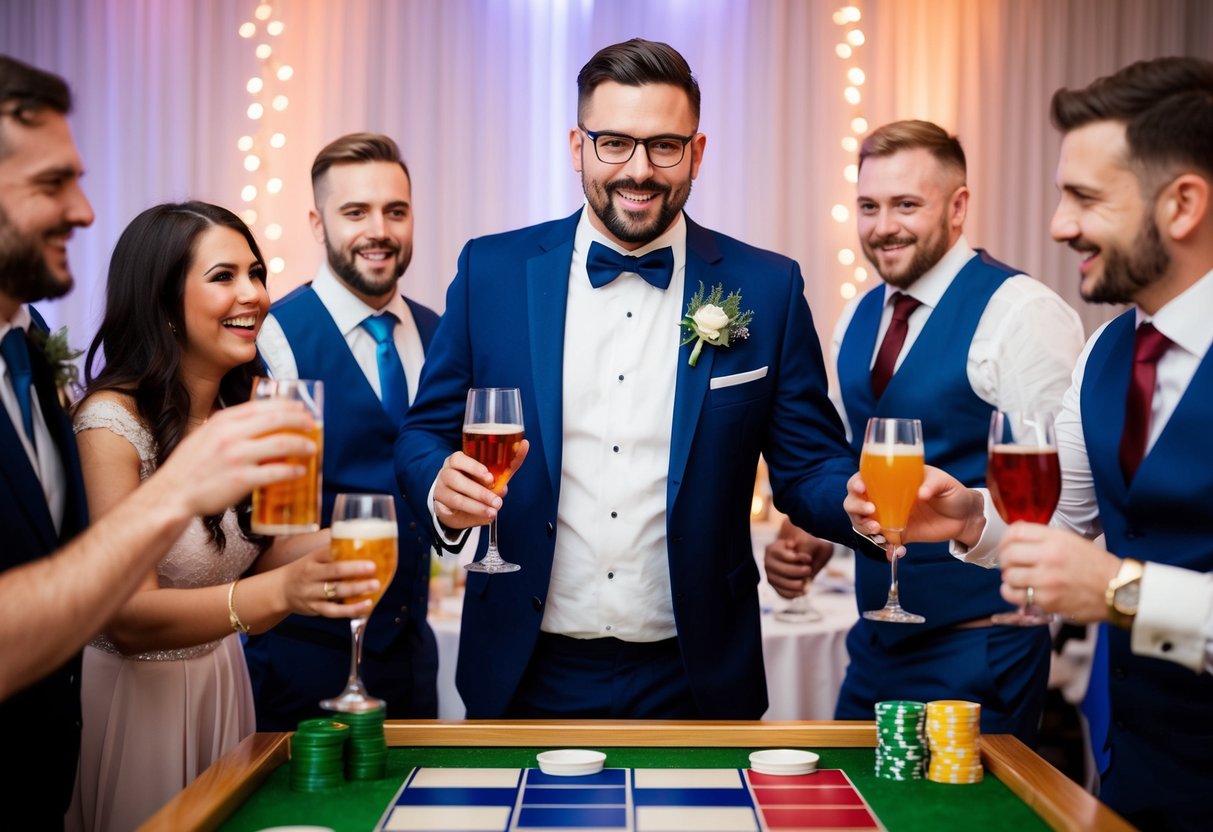 The best man organizes a stag party with drinks and games