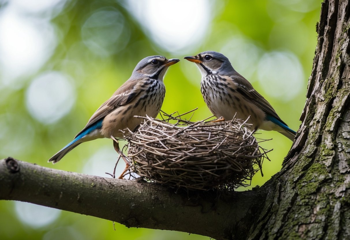 A couple of birds building a nest in a tree, symbolizing the importance of early marriage for creating a stable home