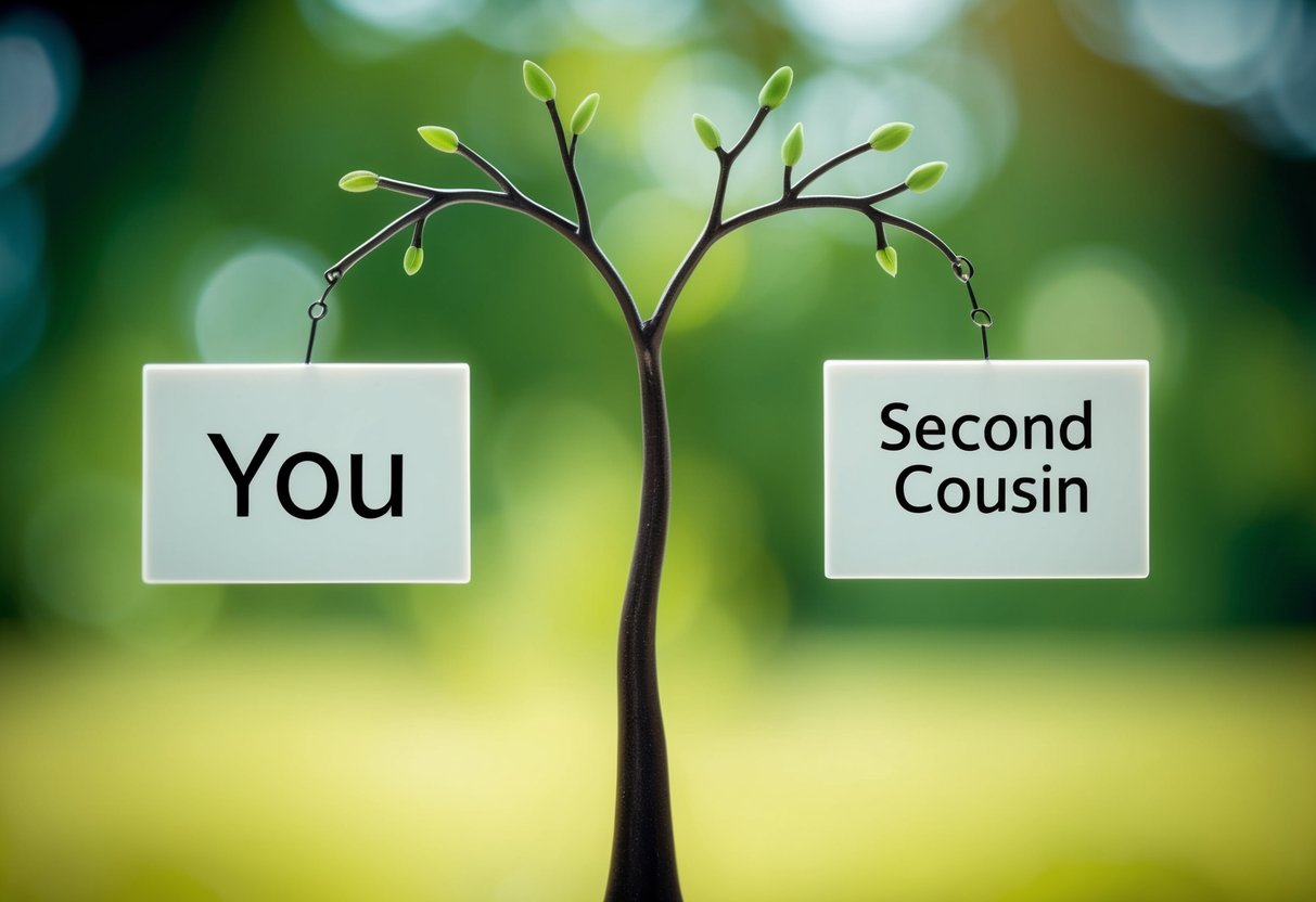 A family tree with two connected branches, one labeled "You" and the other labeled "Second Cousin."