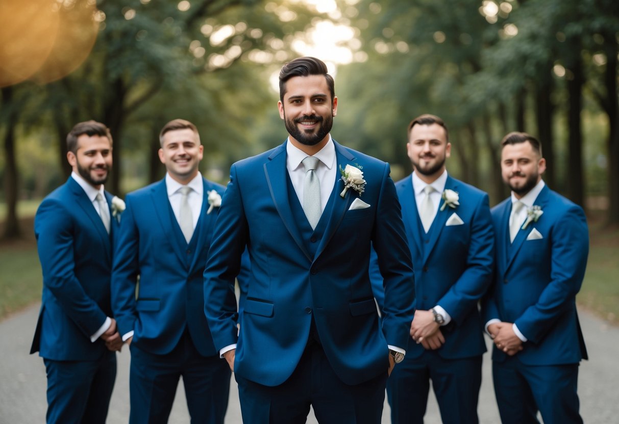 A groomsmen's suit being purchased by the groom or split between the groom and groomsmen