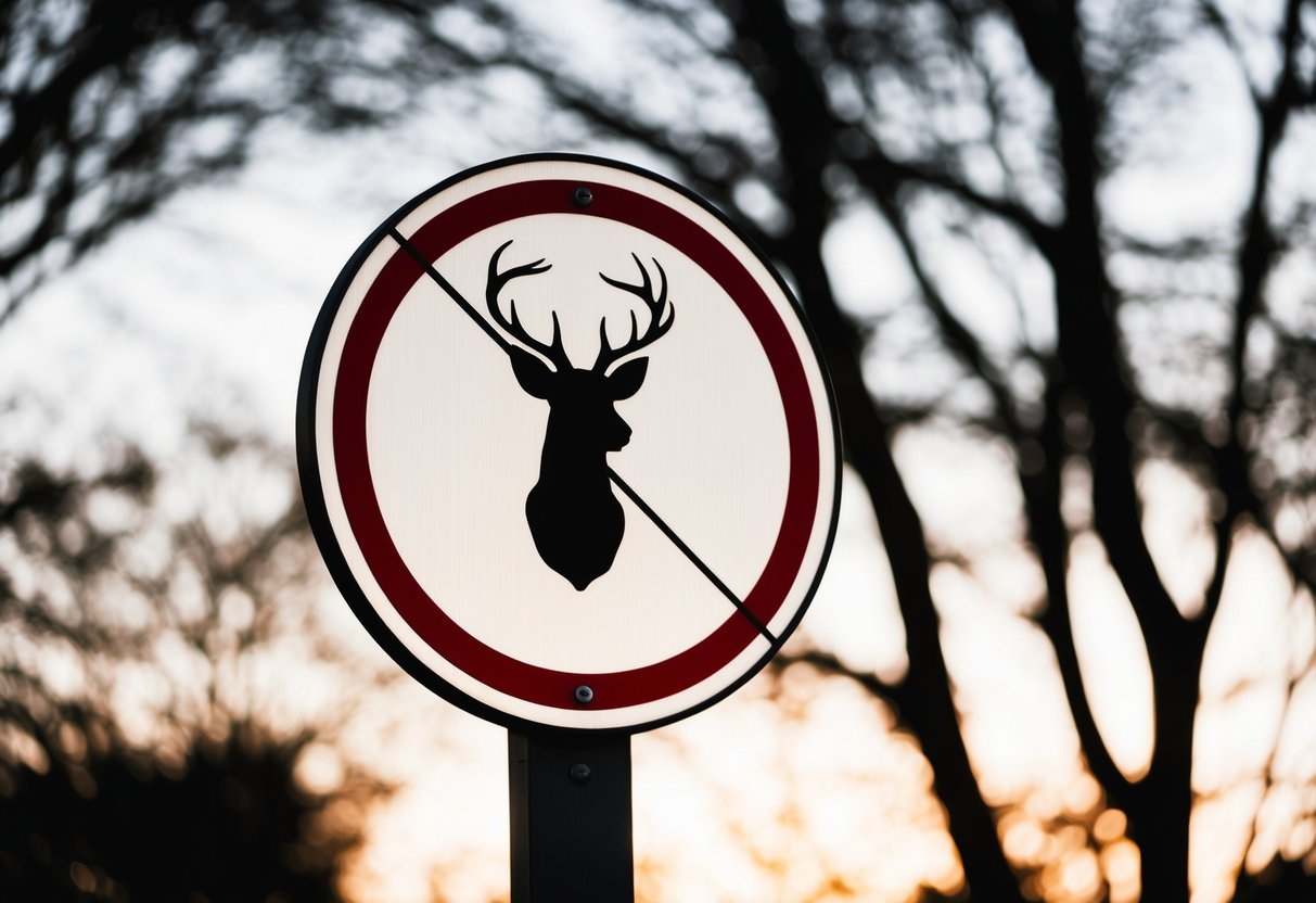 A sign with a red circle and line across a stag's silhouette