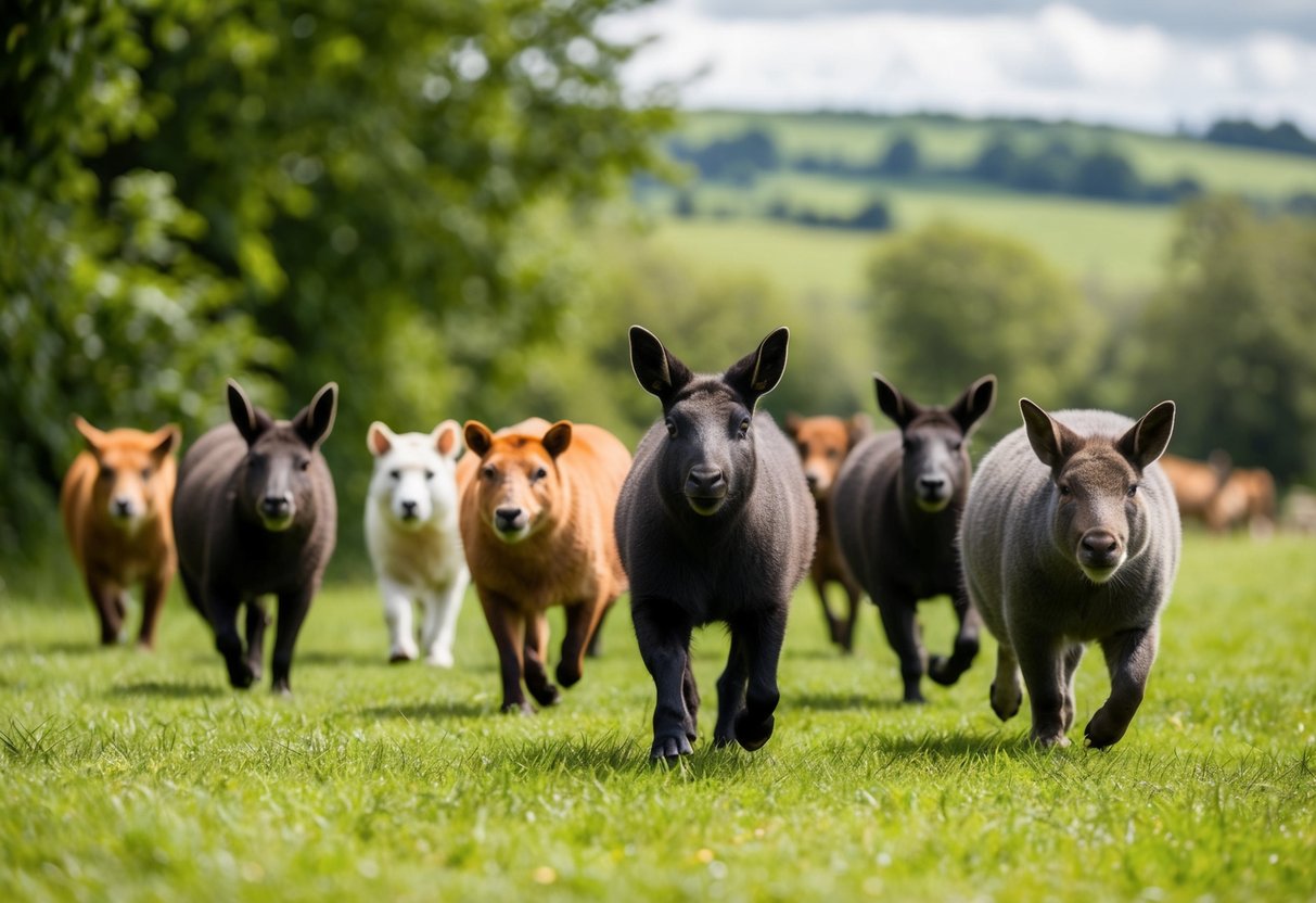A group of animals roam freely in a lush, natural environment at Wild Place Project in Bristol