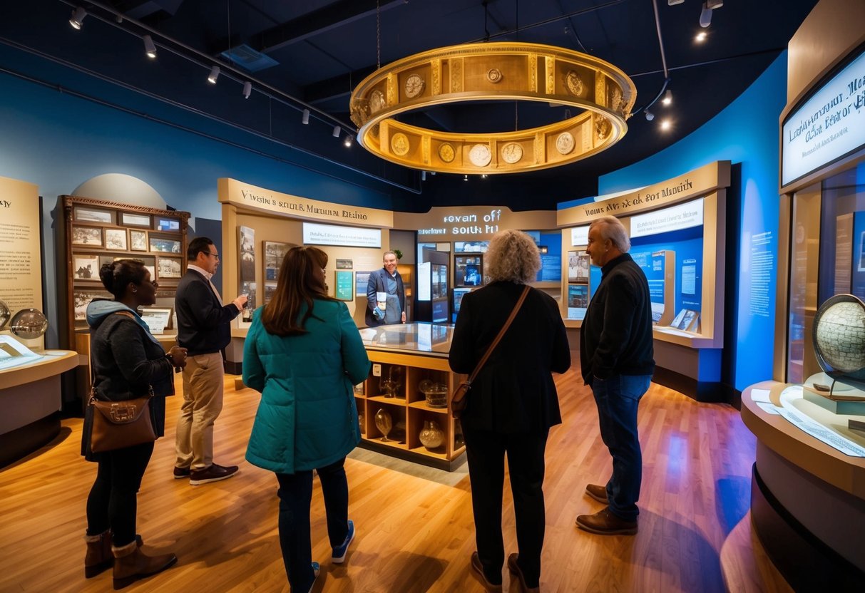 Visitors explore interactive exhibits at Levine Museum of the New South, surrounded by artifacts and displays showcasing local history