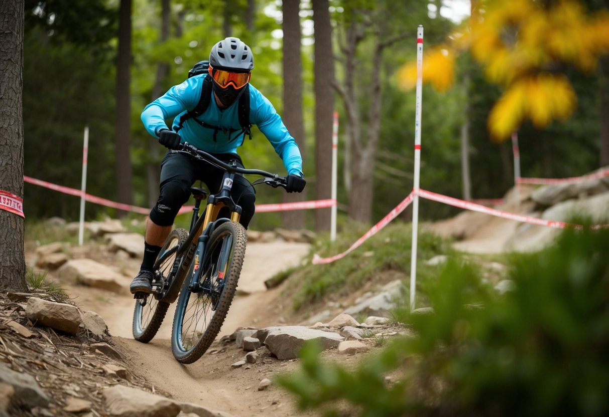 A mountain biker navigates rugged trails at Whitewater Center