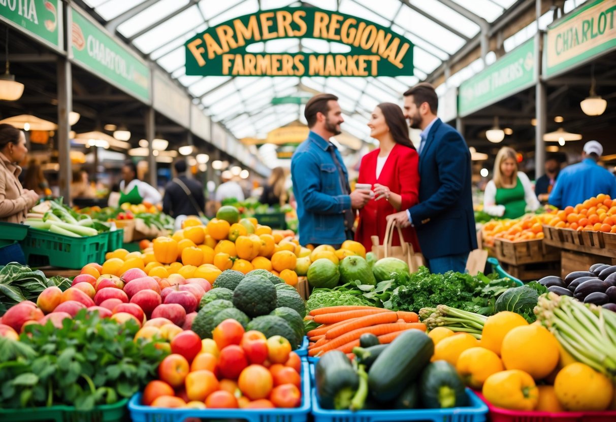 The bustling Charlotte Regional Farmers Market, filled with colorful produce and lively vendors, provides the perfect backdrop for a romantic date in Charlotte, NC