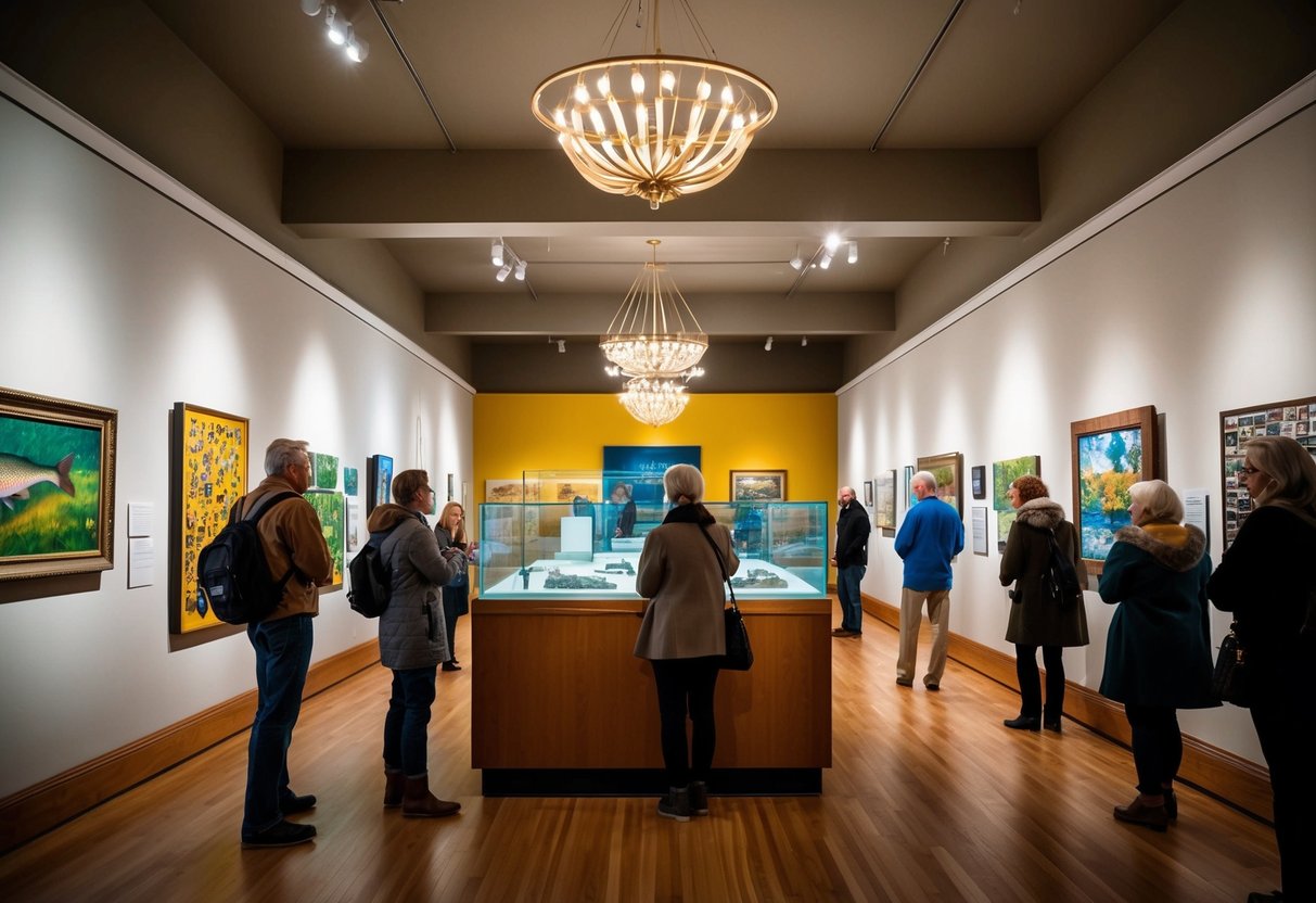 The Trout Museum of Art in Appleton, WI, with colorful exhibits and visitors enjoying the displays