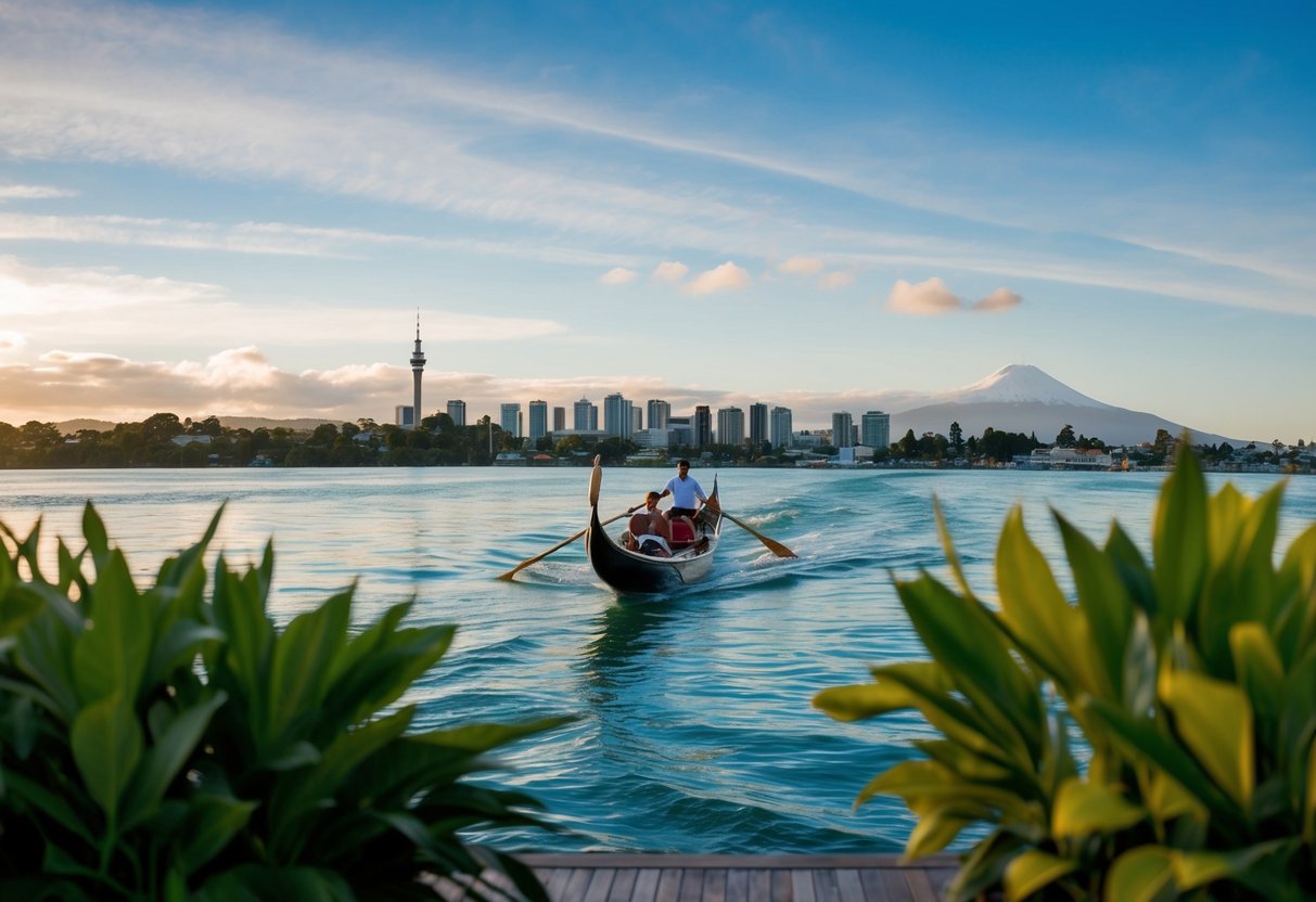 A gondola glides over the Rotorua skyline, with lush greenery and the city below