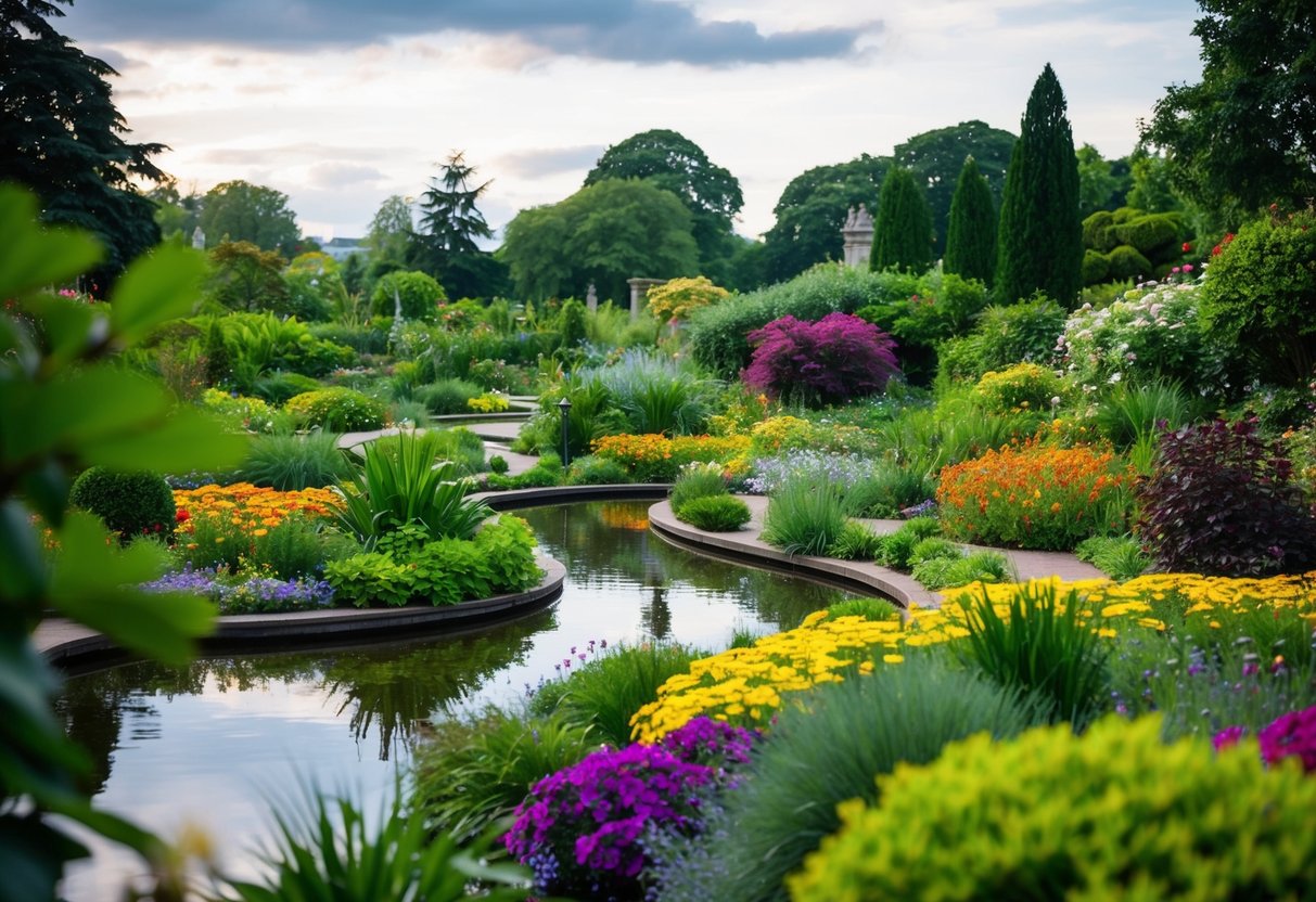 Lush greenery and colorful flowers fill the Glasgow Botanic Gardens, with winding paths and serene ponds providing a romantic setting for a date