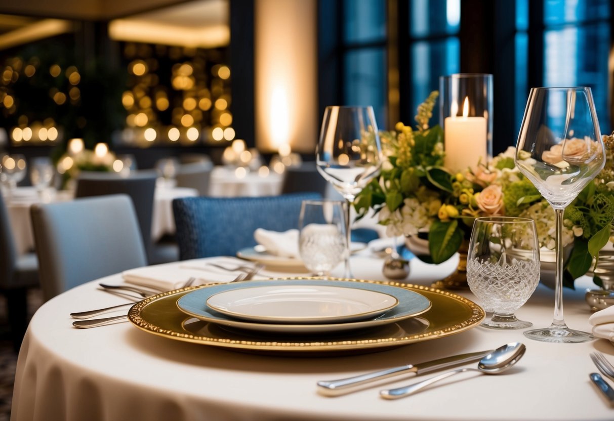 A luxurious table set with elaborate dishes and elegant decor at Alinea, Chicago