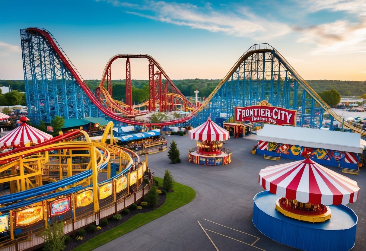 Thrilling roller coasters, colorful carnival games, and lively entertainment at Frontier City Theme Park