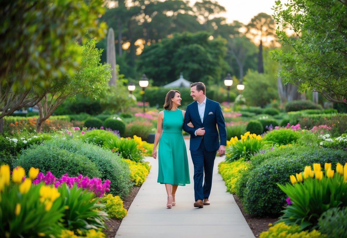 A peaceful evening stroll through the lush and colorful gardens at Hopelands Gardens in Aiken, SC