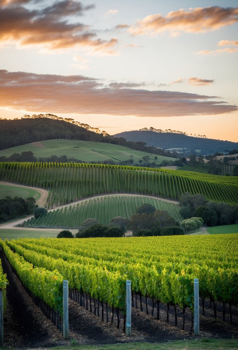 Lush vineyards and rolling hills in Yarra Valley, Australia