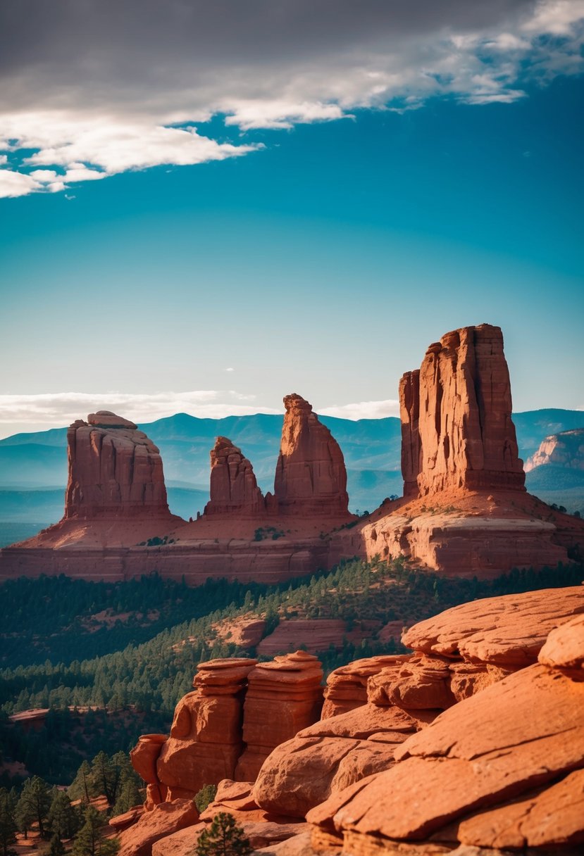 The red rock formations of Garden of the Gods rise against a blue sky in Colorado Springs, creating a stunning backdrop for a honeymoon