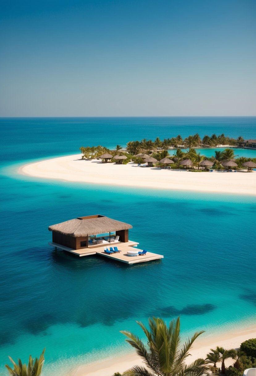 A luxurious beachfront resort with a stunning view of the Arabian Sea, featuring a magnificent underwater suite and a private beach for honeymooners