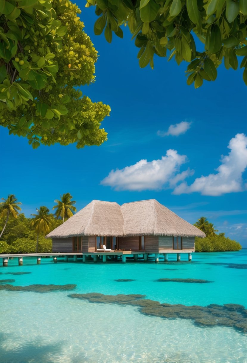 A luxurious overwater bungalow on Song Saa Private Island, surrounded by crystal-clear turquoise waters and lush tropical greenery