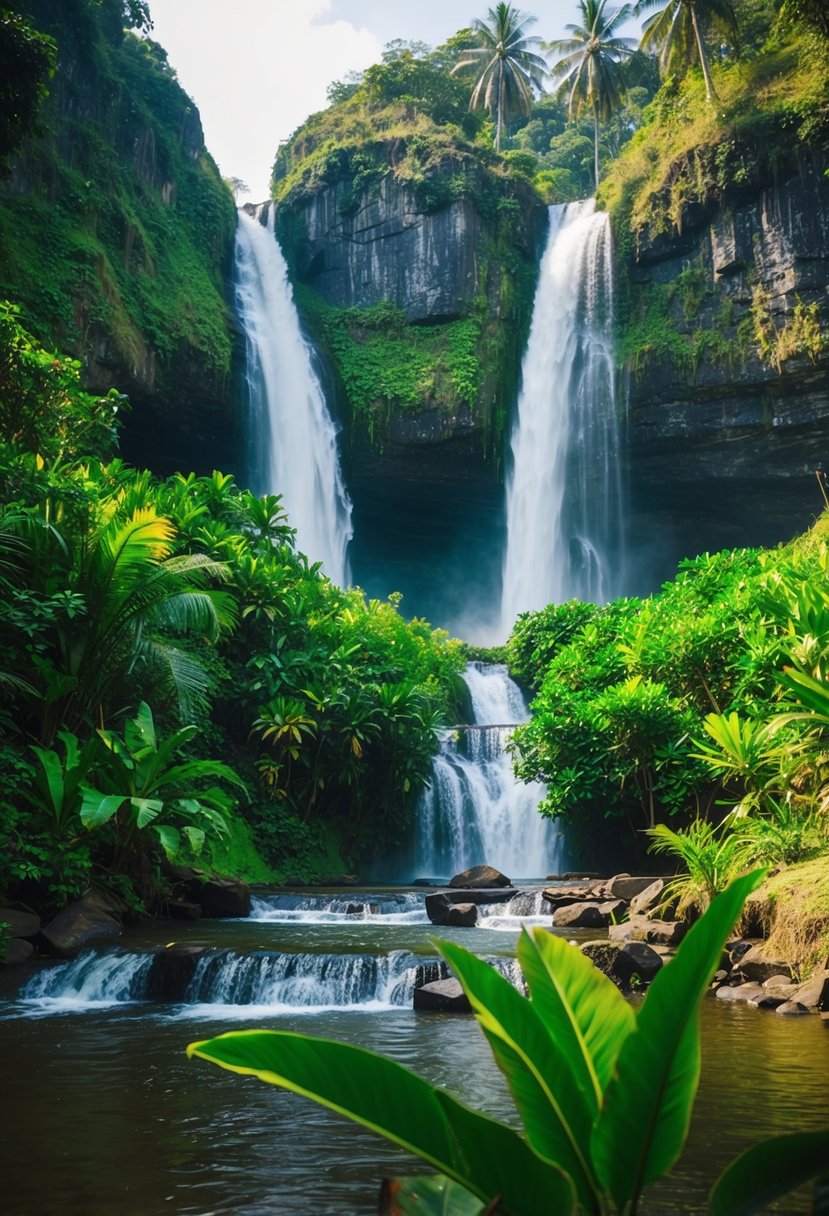 A lush, tropical paradise surrounds the majestic Athirappilly Waterfalls in Kerala, creating a romantic and serene honeymoon destination
