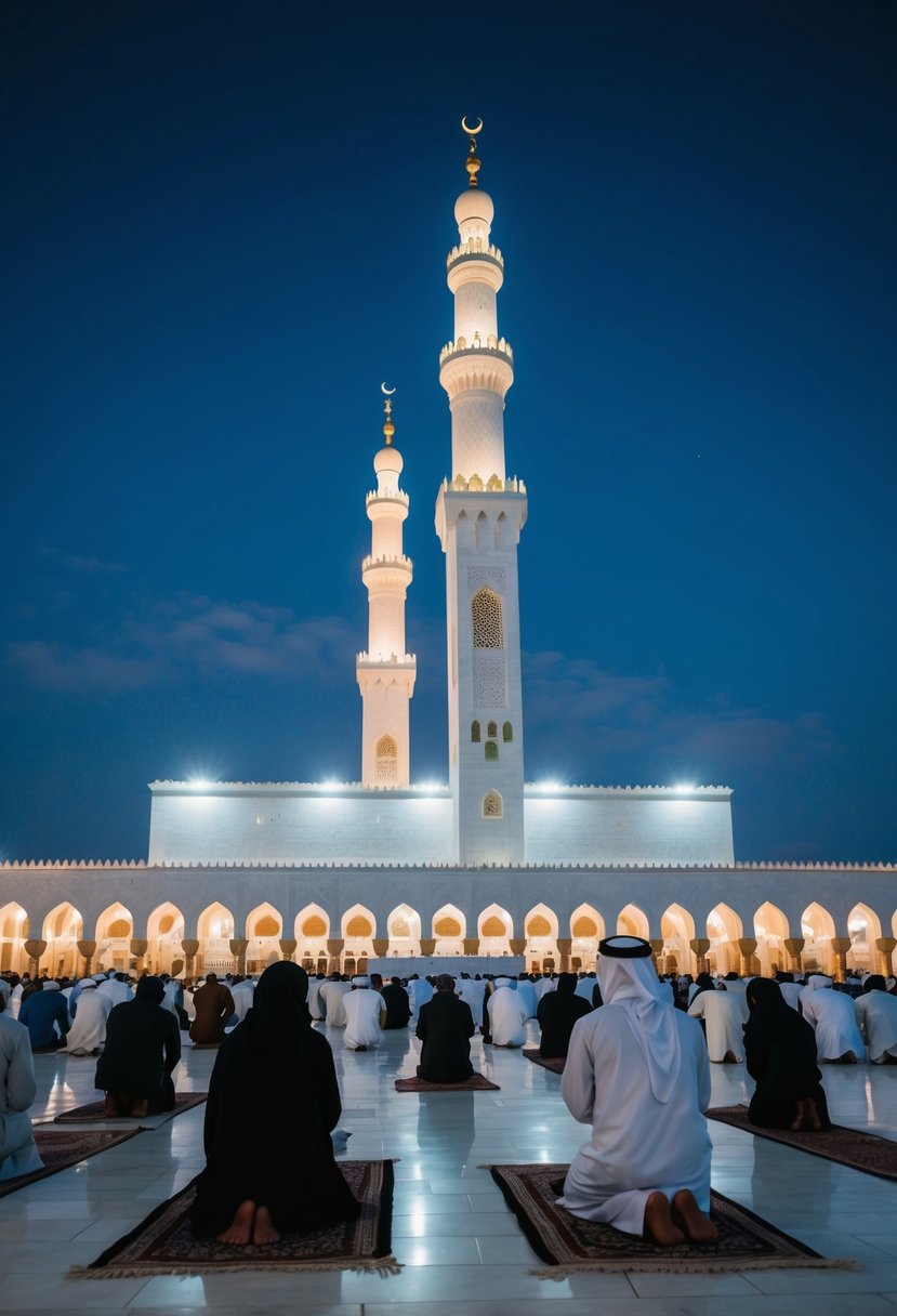 The moonlit Masjid Al-Haram glows as worshippers gather for night prayers in Makkah, a serene honeymoon destination