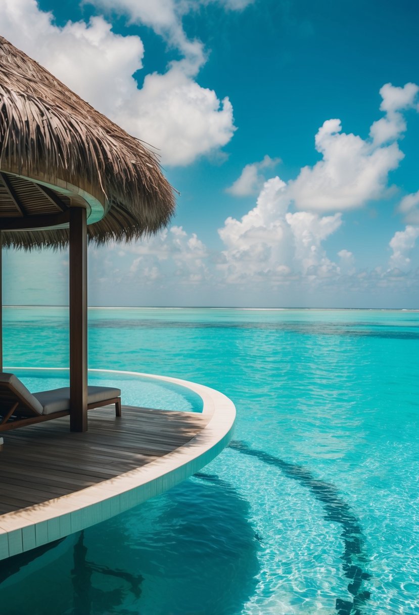 A luxurious overwater villa in the Maldives with a private pool and stunning ocean views