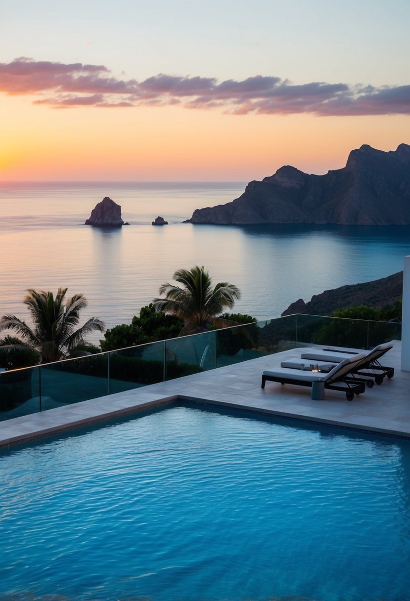 A luxurious villa overlooking the crystal-clear waters of Los Cabos, with a private infinity pool and breathtaking sunset views