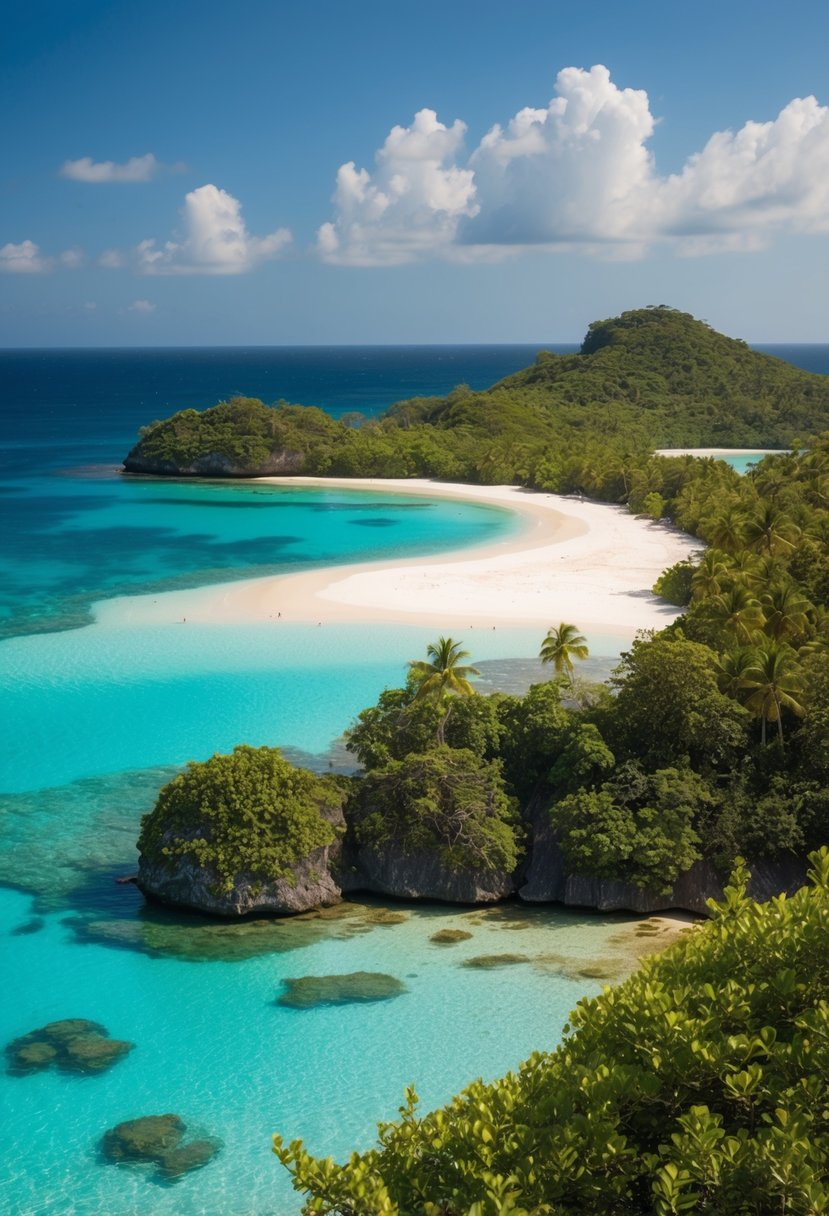 A secluded beach on Denis Island, with crystal clear waters and lush greenery, perfect for a honeymoon getaway