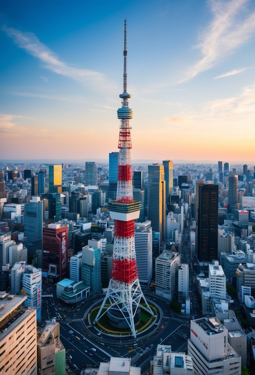 The Shibuya Sky observation deck in Tokyo offers a stunning panoramic view of the city, with colorful skyscrapers and bustling streets below