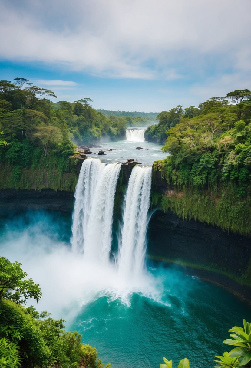 A breathtaking view of Jog Falls, with cascading water creating mist and lush greenery surrounding the majestic waterfall