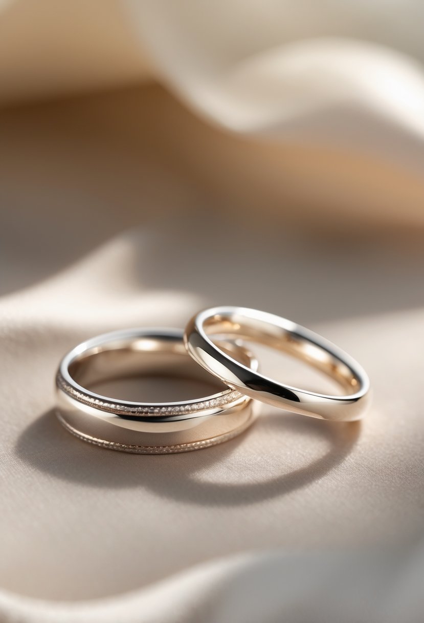 Two simple, polished friendship rings placed side by side on a smooth surface.