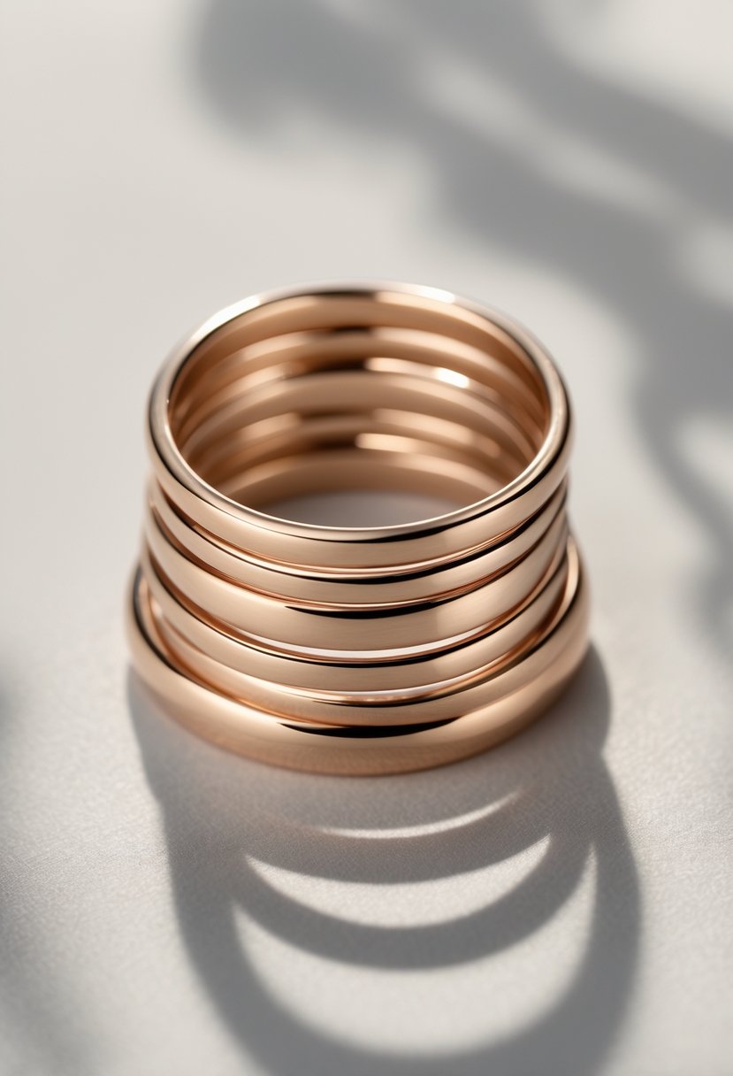 Three simple metal stacking rings arranged neatly on a plain background.