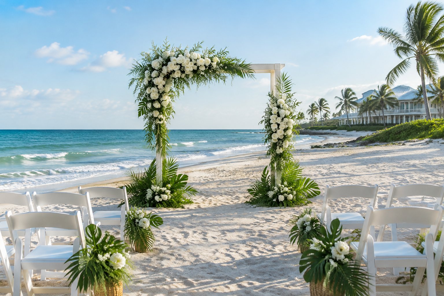 A beach wedding ceremony setup beside the ocean near Jensen Beach.