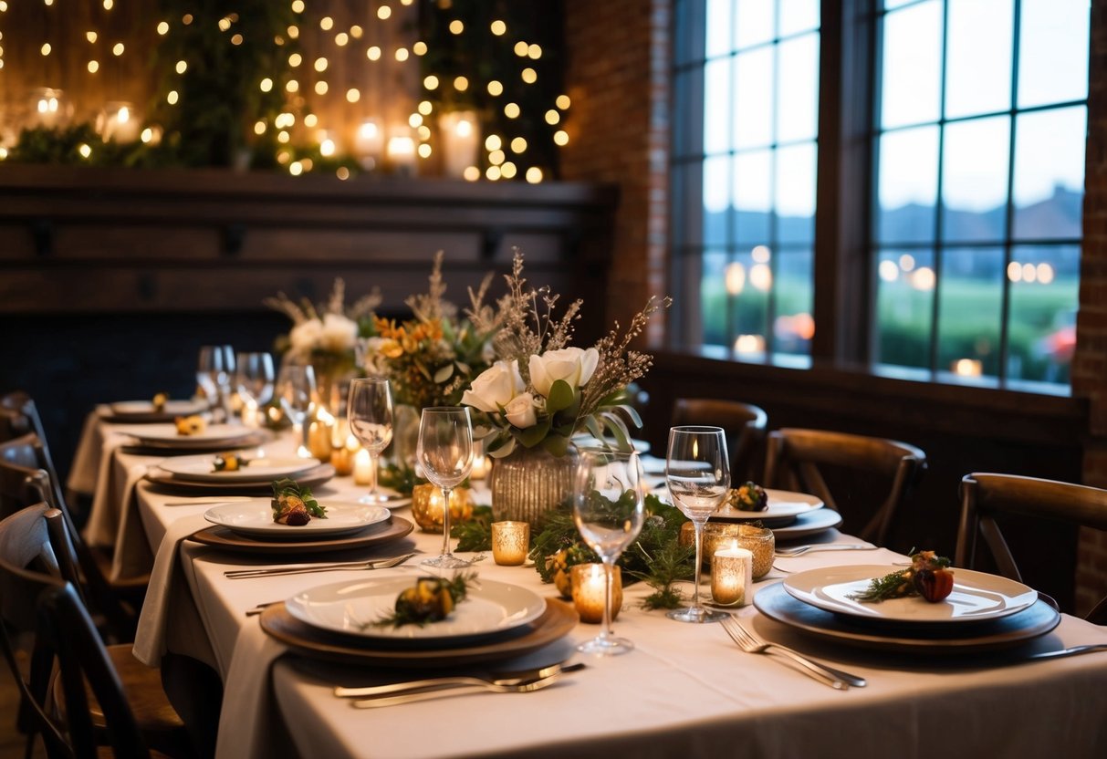 A cozy table set with farm-to-table dishes at Woodberry Kitchen in Baltimore. Warm lighting and rustic decor create a romantic atmosphere