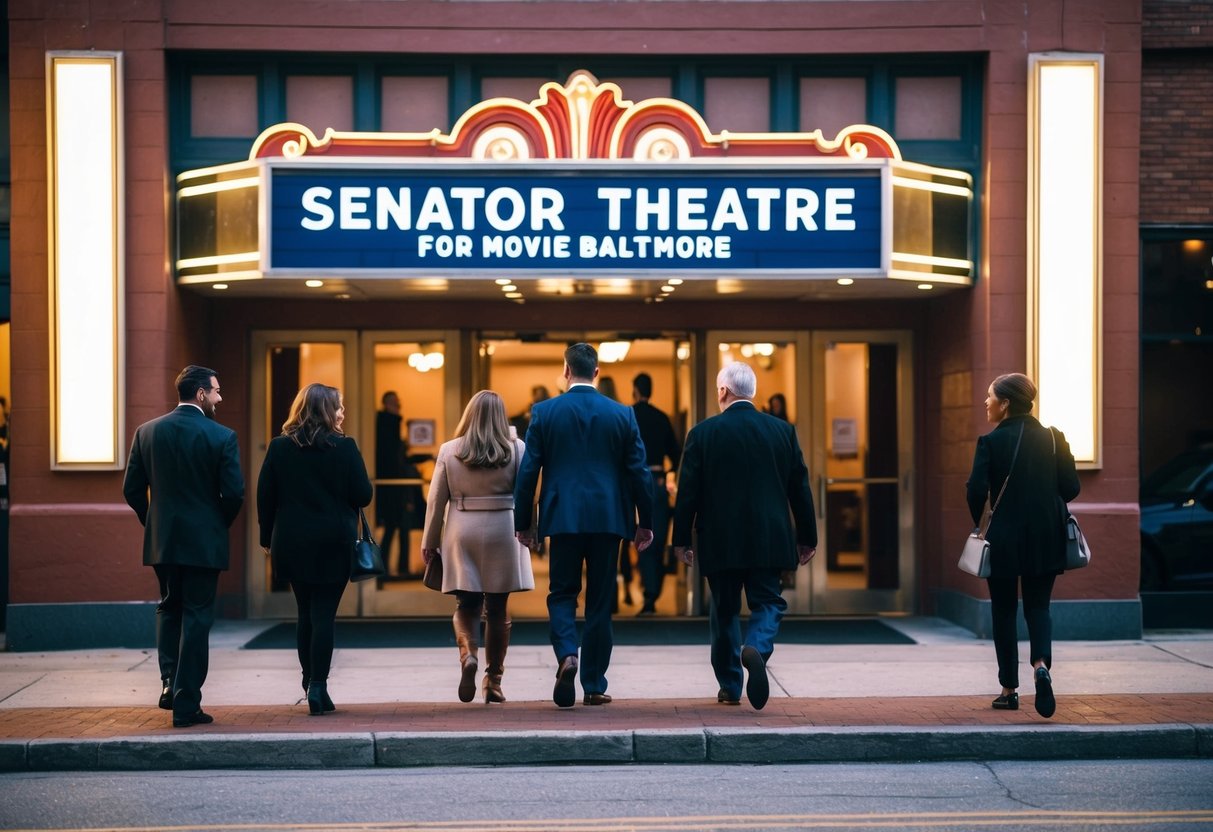People entering The Senator Theatre for a movie night in Baltimore